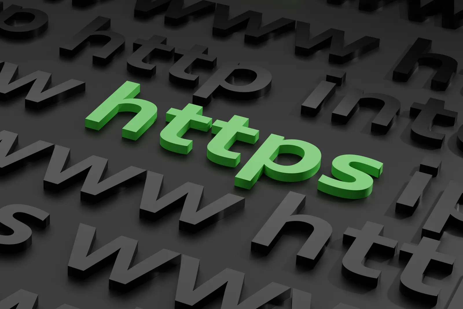 A 3D illustration showing 'https'.